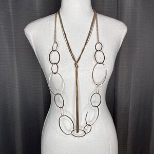 Set Of Two GOLDTONE Statement Necklaces